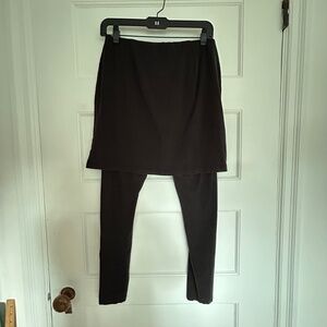 Black Eileen Fisher stretch jersey knit skirted leggings PM